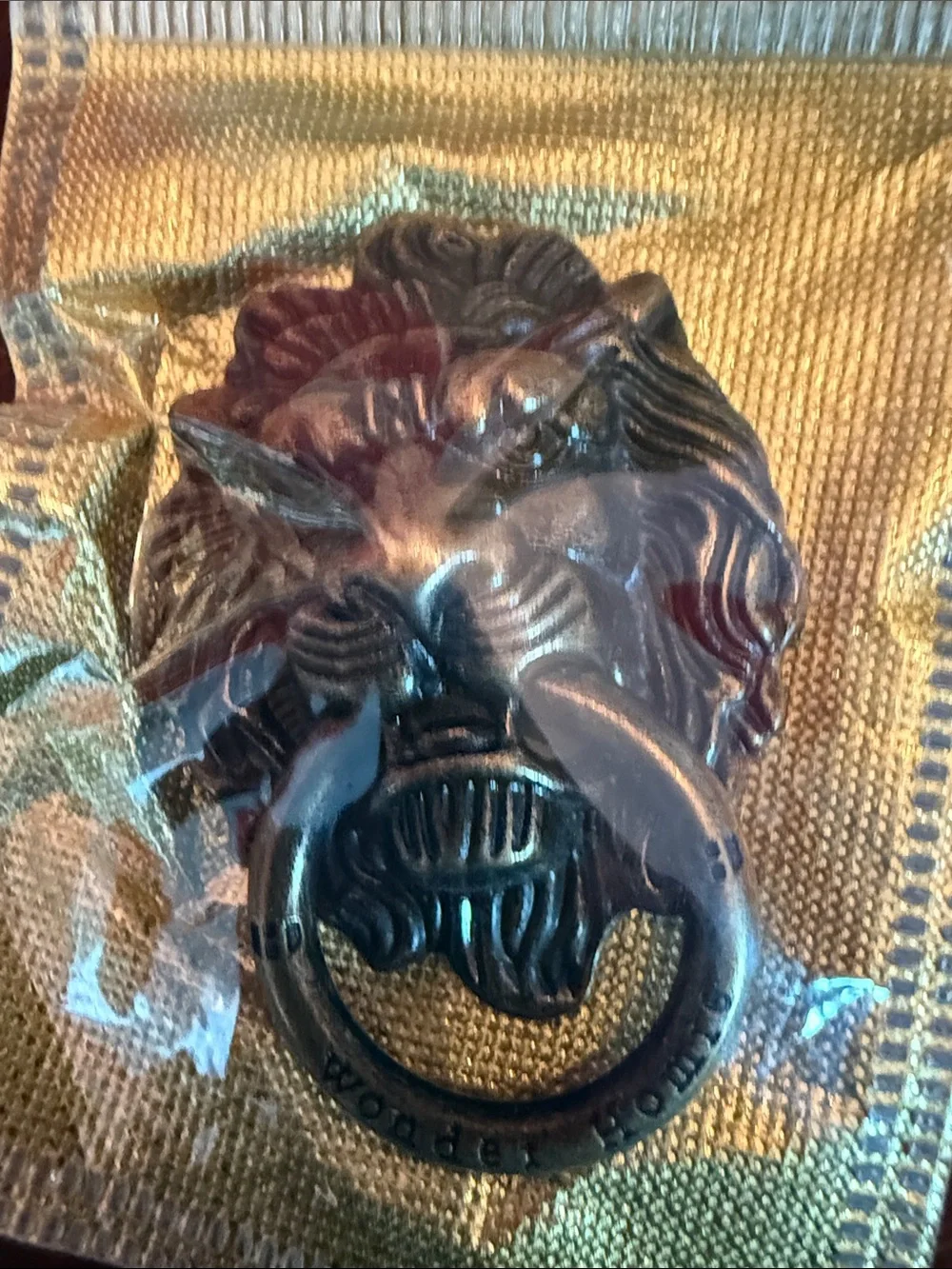 Men's Lion Head Door Knocker Style phone holder- antique gold
